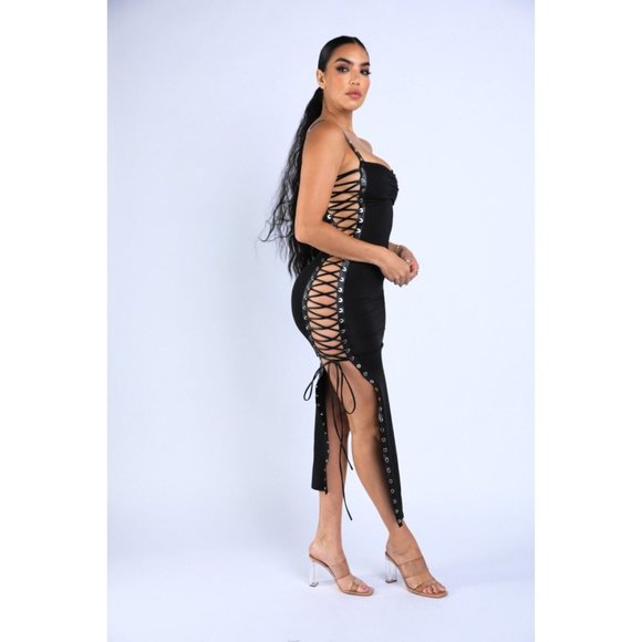 Women's Sides Tie Strapped Sleeveless Bodycon Maxi Dress Party Club Dress - Picture 11 of 16